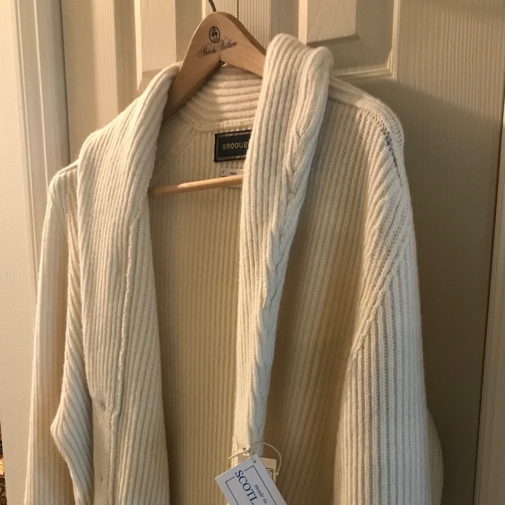 Scottish shall collar wool cardigan, new with tags
